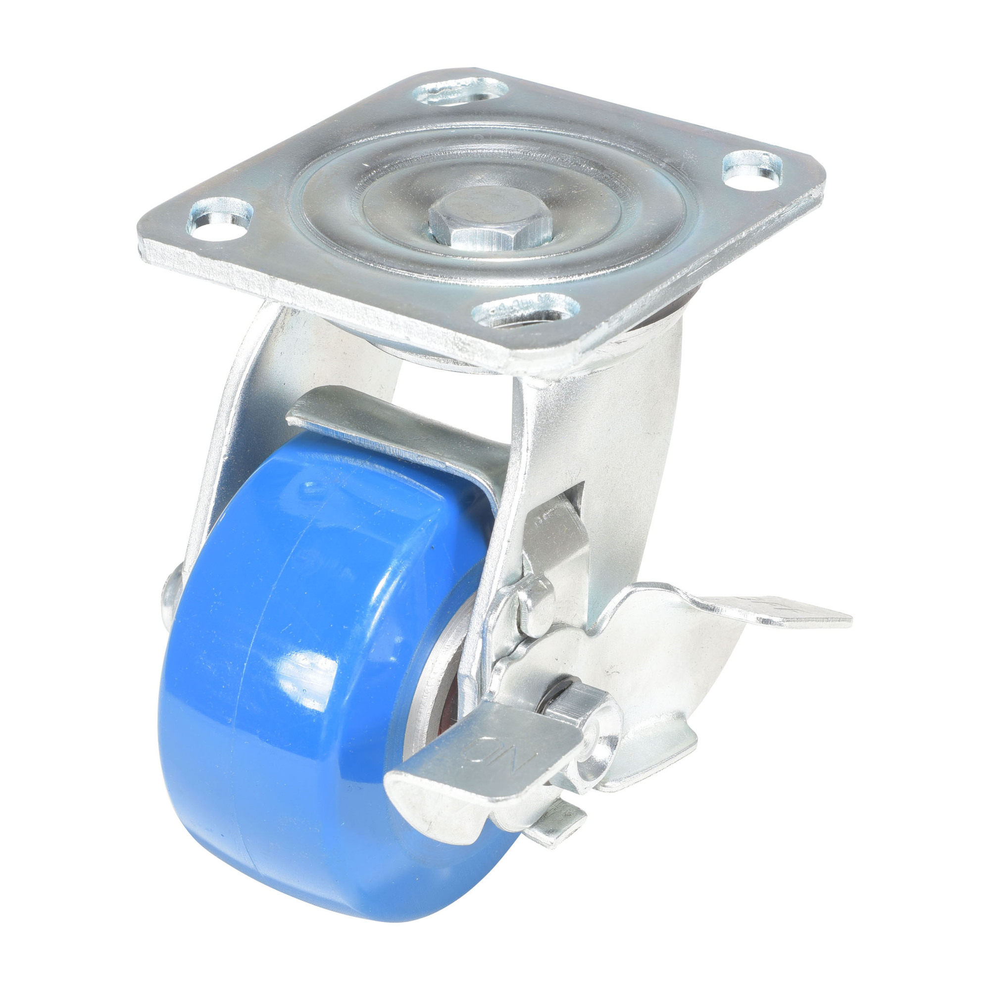 Vestil Polyurethane Precision Ball Bearing Swivel Brake Caster - 4in. Wheel, Non-Marking, Anti-Corrosive, Model# CST-PB-4X2PUA-SWB